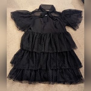 EloquII Black Polka Dot Frilly Ruffled Dress Size 24